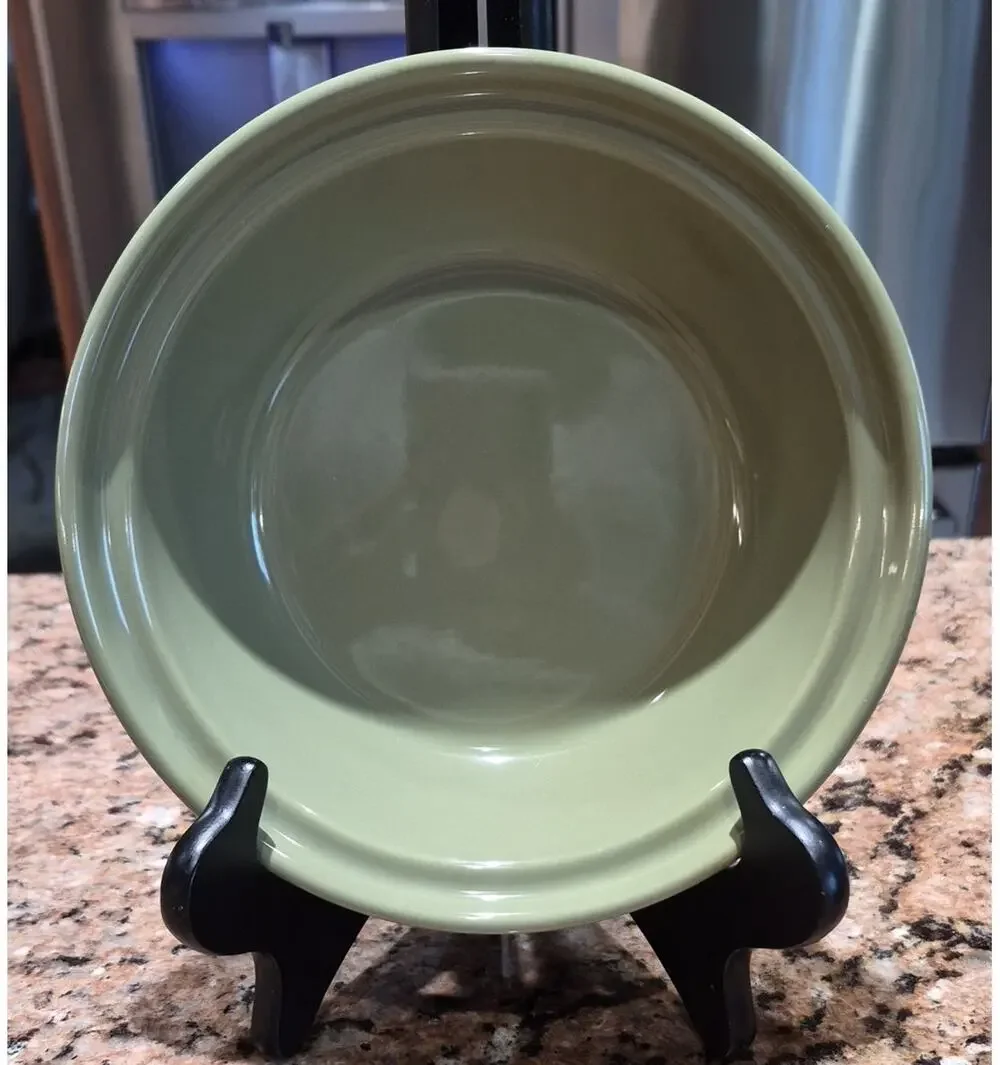 Longaberger Small Pie Plate Olive Green Ceramic Serving Bowl 7 1/4